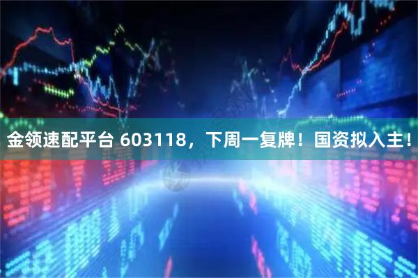 金领速配平台 603118，下周一复牌！国资拟入主！
