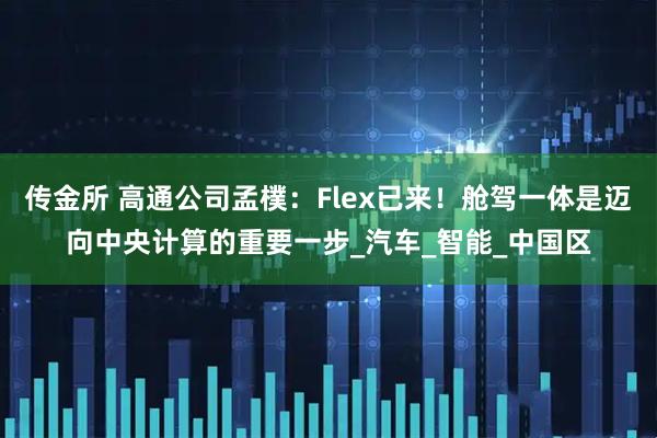 传金所 高通公司孟樸：Flex已来！舱驾一体是迈向中央计算的重要一步_汽车_智能_中国区